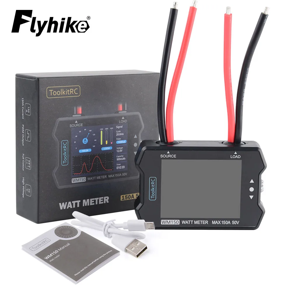 Измеритель мощности ToolKitRC WM150, 1-50 в, 2,4 А, TFT-экран дюйма, тестер напряжения и тока