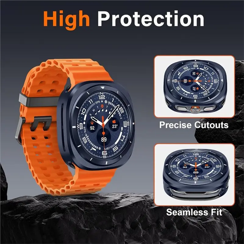 Фото Прочный металлический корпус A97I-Rugged 47 мм для Galaxy Watch 7/8 Ultra (2025/2024), ударопрочная сине-белая крышка №2