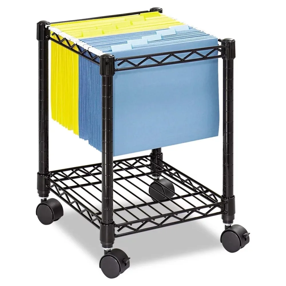

Safco 5277BL Compact Mobile Wire File Cart, One-Shelf, 15-1/2w X 14d X 19-3/4h, Black