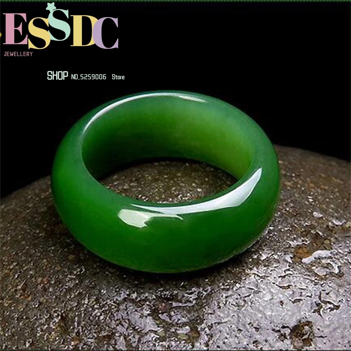 

Natural Green Hetian Jade Ring Chinese Jadeite Amulet Fashion Charm Jewelry Hand Carved Crafts Gifts for Women Men