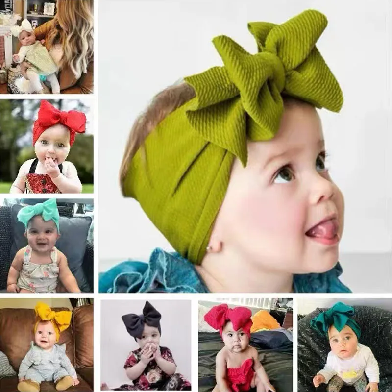 

Newborn Baby Headband Infant Cute Bow Hairbands Solid Color Accessories For Baby Girls Headdress Nylon Elastic Hair Band