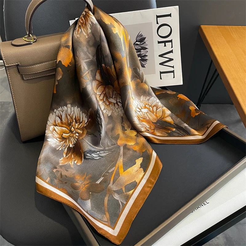 

Роскошный брендовый шейный платок, весенний квадратный шарф из 100% чистого шелка, Женская шаль, женский шейный галстук, повязка на запястье, ...