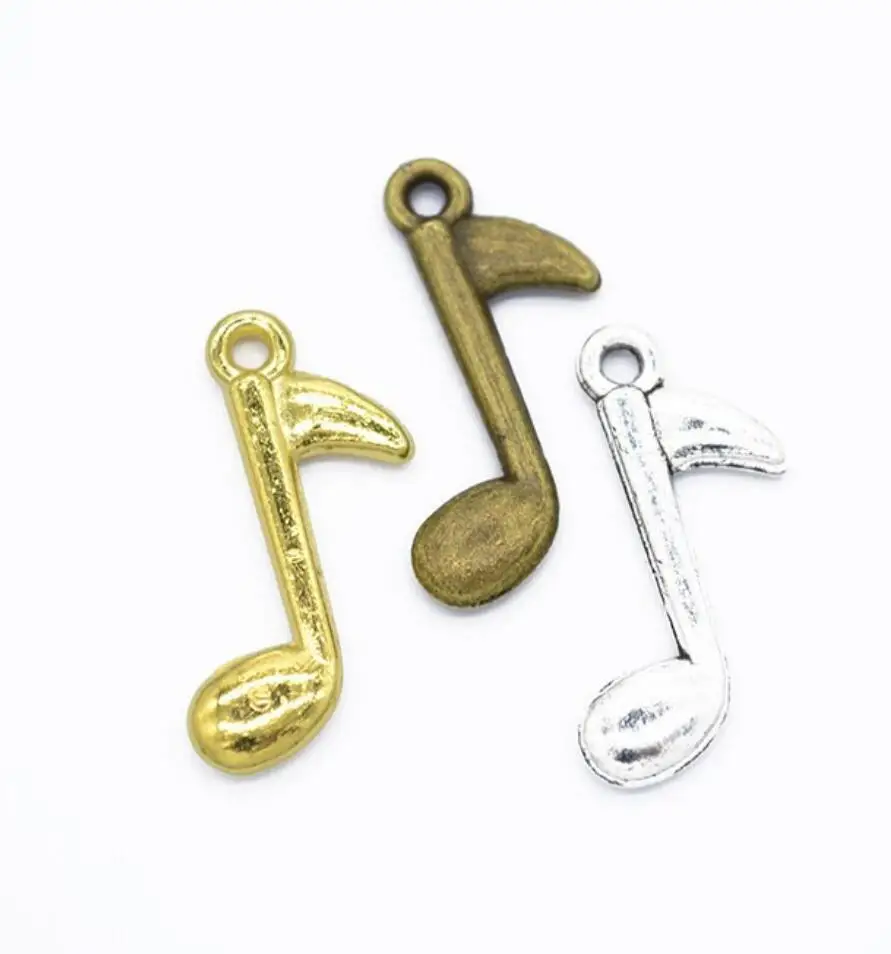 

100pcs 23*14mm Antique Silver Color Music Note Charms Pendant For DIY Jewelry Making Handmade Jewelry Craft Findings F0351