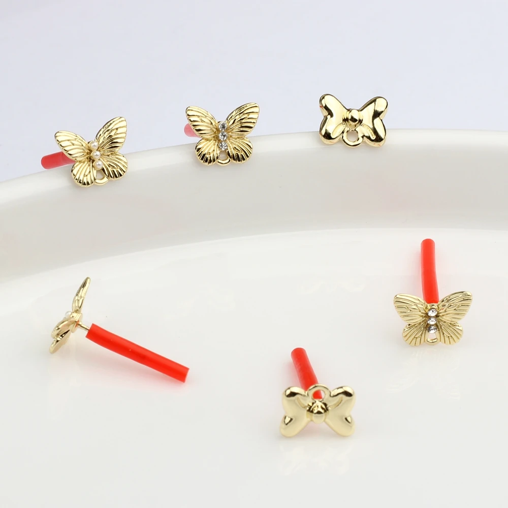 

Zinc Alloy Stud Earrings Butterfly Shape Earrings Connector 6pcs For DIY Fashion Earrings Jewelry Making Accessories