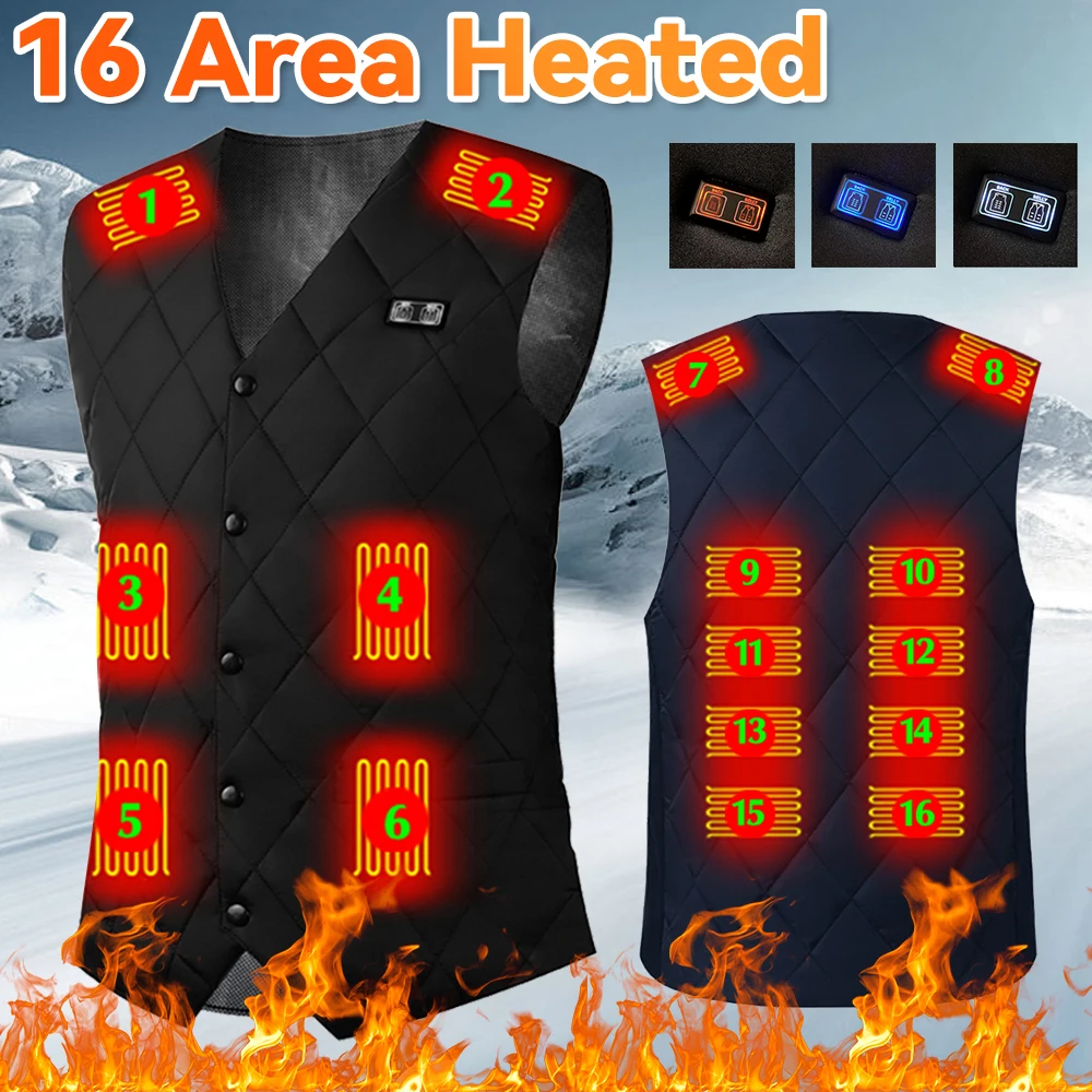 Жилет С Подогревом 16-зонная Зимняя Теплая Электрическая Куртка Унисекс Для