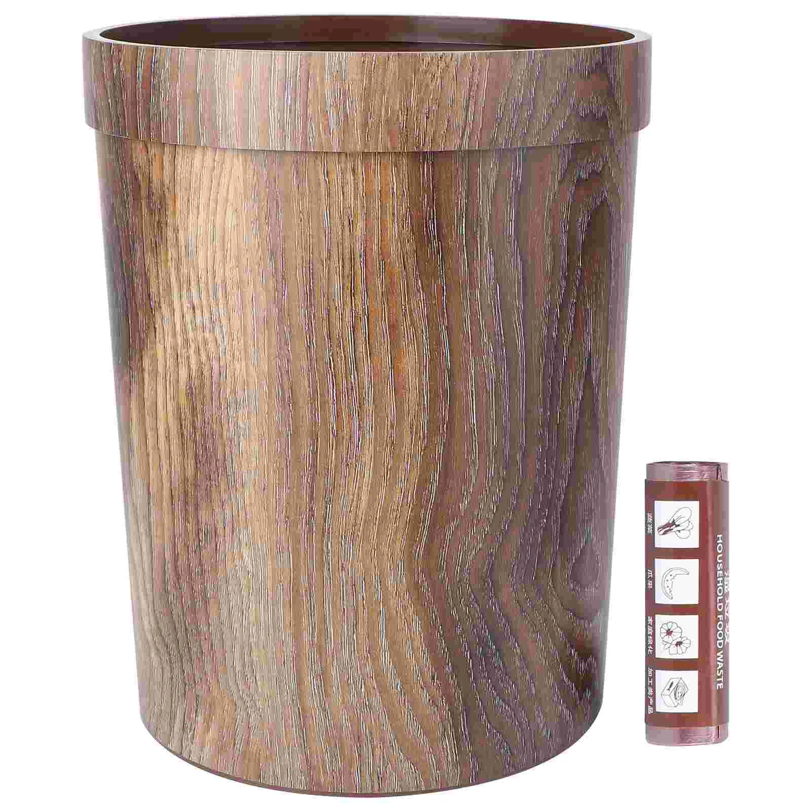 

Trash Can Garbage Bin Waste Basket Kitchen Wood Wastebasket Binswooden Office Paper Cans Container Recycling Round Farmhouse