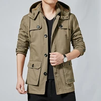 autumn and winter mens plush cotton windbreaker fashion brand good quality casual work clothes new hat jacket large thick coat