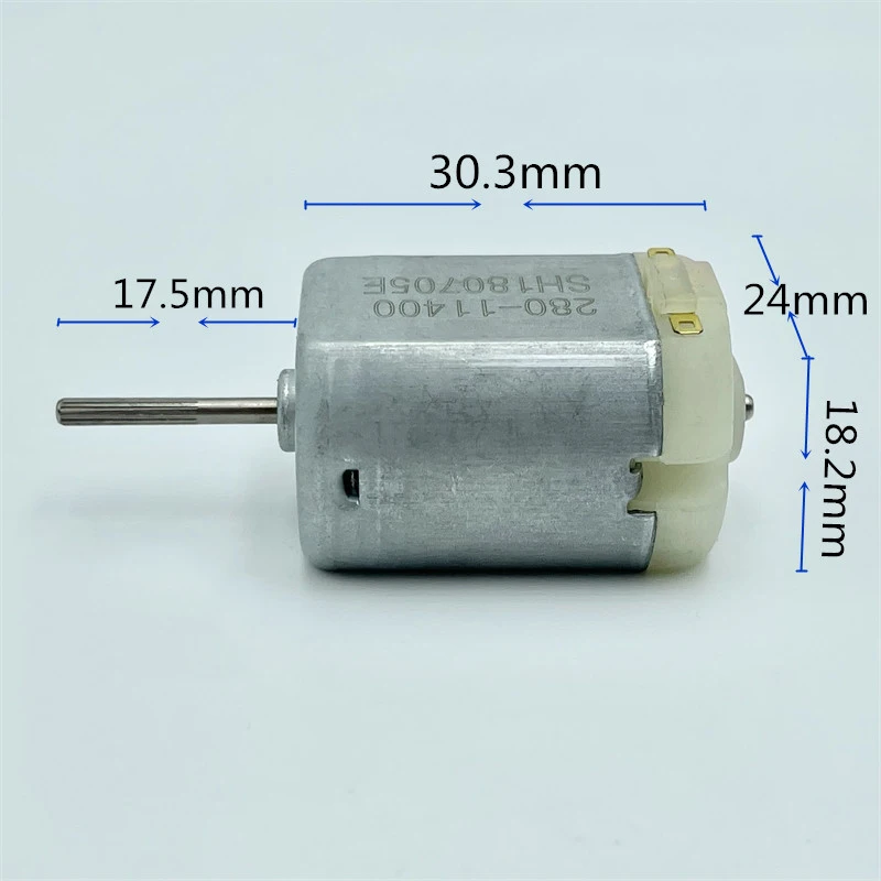 Маленький бесшумный Электродвигатель Micro 280-11400 с угольной щеткой, 24 мм, постоянный ток, 6-14,4 В, 5900 об/мин, с накатанным валом для уборочной машины