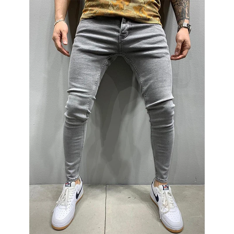 Men's Fashoin Streetwear Long Pants Trousers Men Slim Fit Pencil Jeans Straight Classic Denim Trousers Casual Male Cowboy Pants