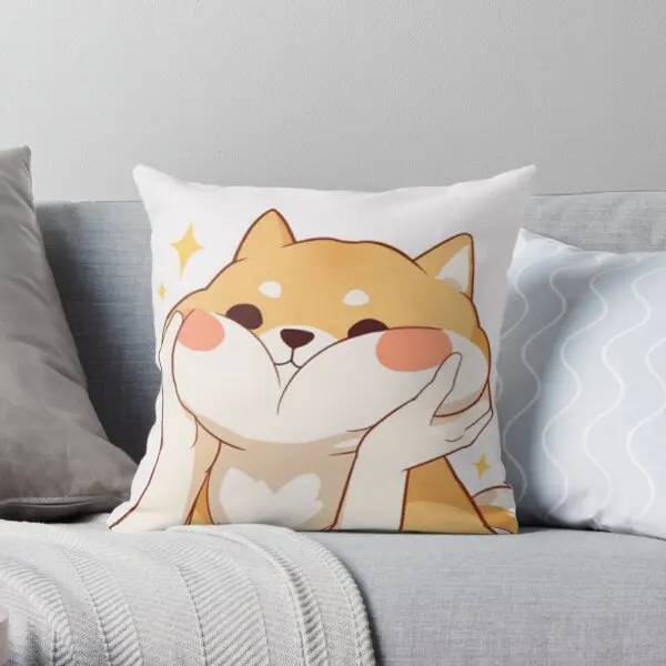 

Декоративная подушка с принтом Сиба-ину, удобная мягкая квадратная подушка в стиле аниме