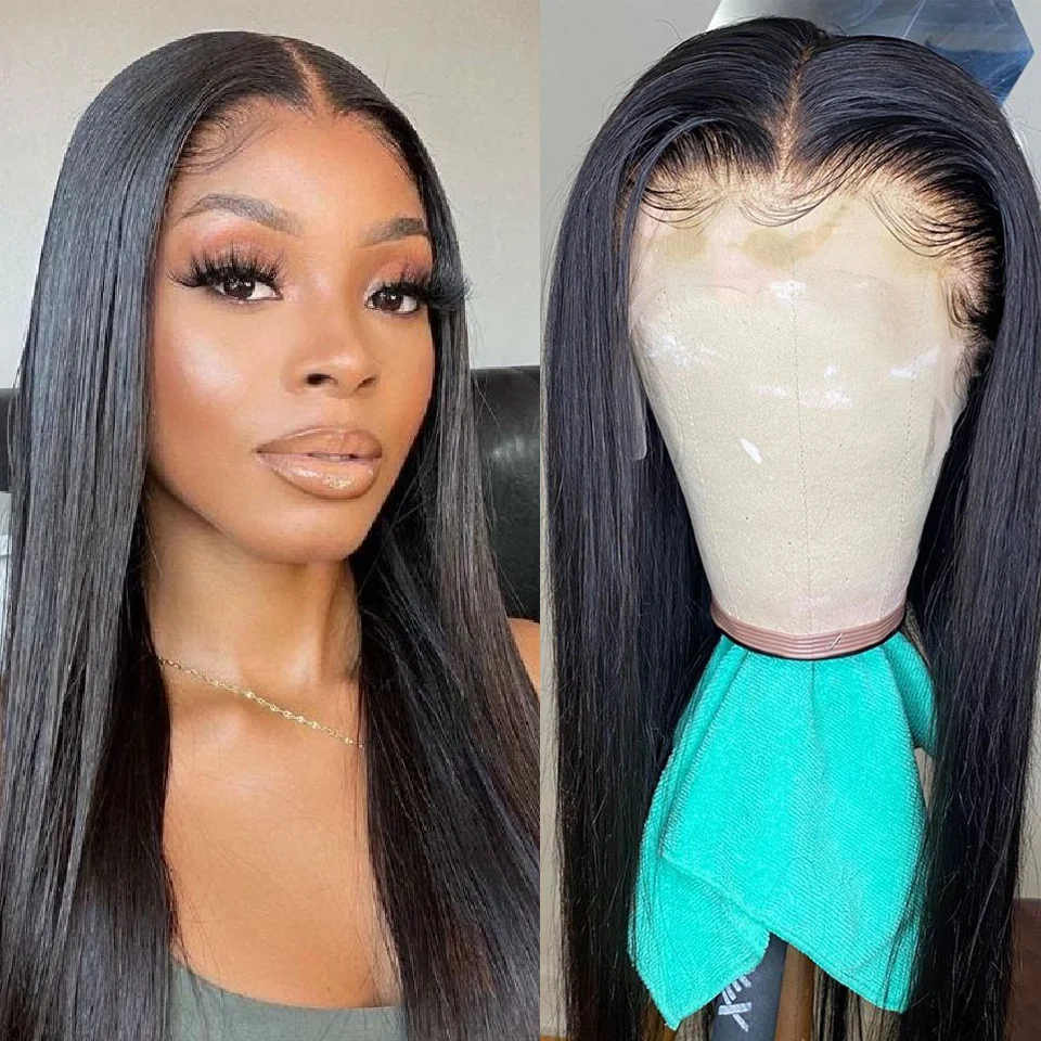 

Straight Human Hair Wigs 30 Inch T Part HD Transparent Lace Frontal Wig Human Hair Pre Plucked Bone HD Lace Front Wig Human Hair