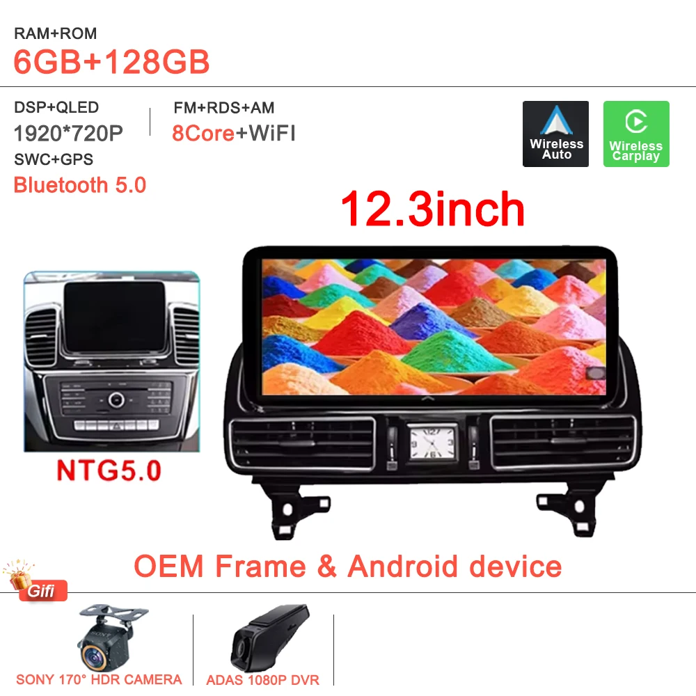 

12,3-дюймовый радиоприемник Android14 для Mercedes Benz ML GL GLE GLS W166 X166 2012-2019 4.5NTG 5.0NTG GPS Carplay Навигация Стерео GPS