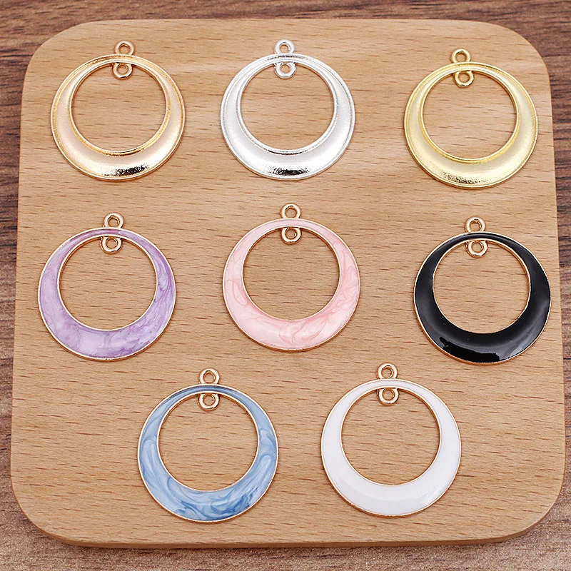 

100 шт., эмалированные круглые подвески из металлического сплава, 26x29 мм