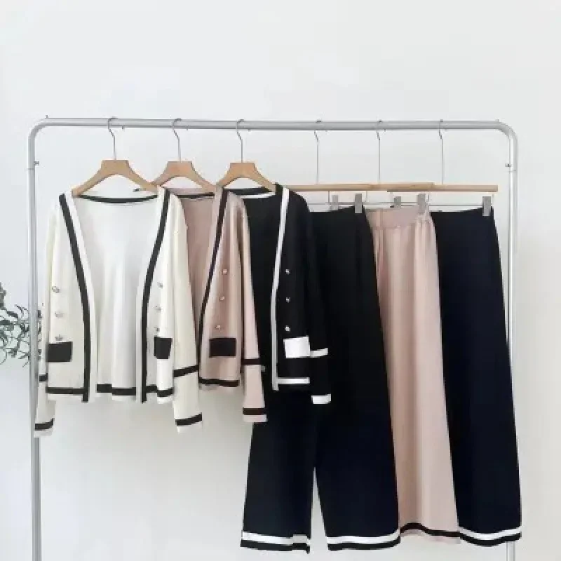 Вязаный кардиган с длинными рукавами и цветными блоками в корейском стиле