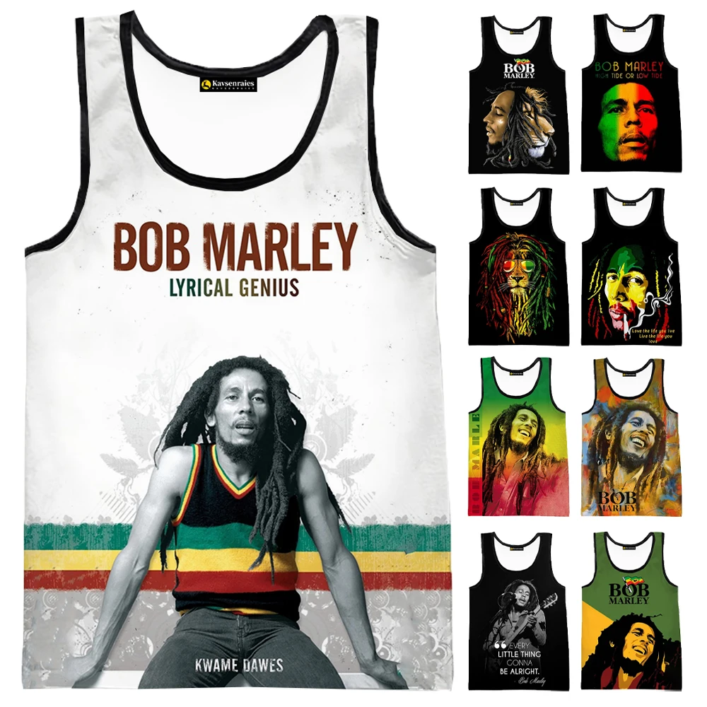 

Bob Marley Vest 2023 New Fashion Summer Fitness Men Tank Tops Sleeveless Women Hip Hop Harajuku Streetwear Beach Undershirt