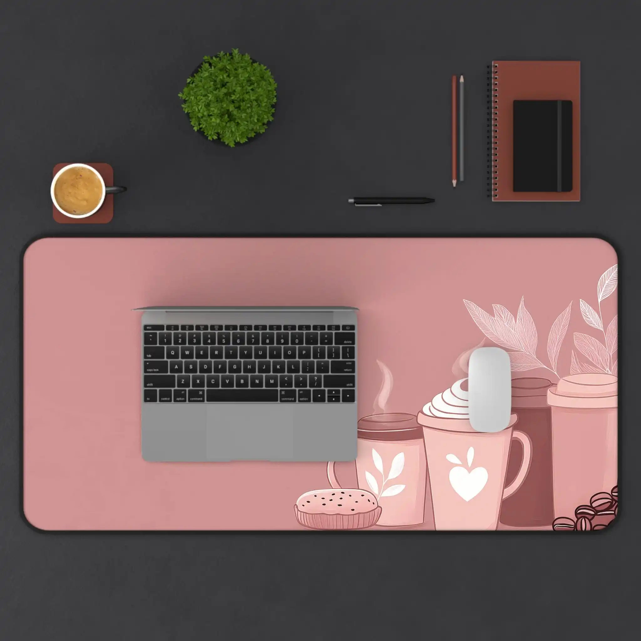 Фото Коврик для стола Coffee Lover, простой коврик для мыши в кофе, большой розовый настольный коврик в стиле бохо, милые аксессуары для кафе для офисных кабин №3