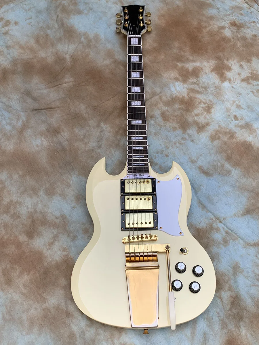 

Quality Electric Guitar SG Vintage White Gold Hardwares 6 Strings