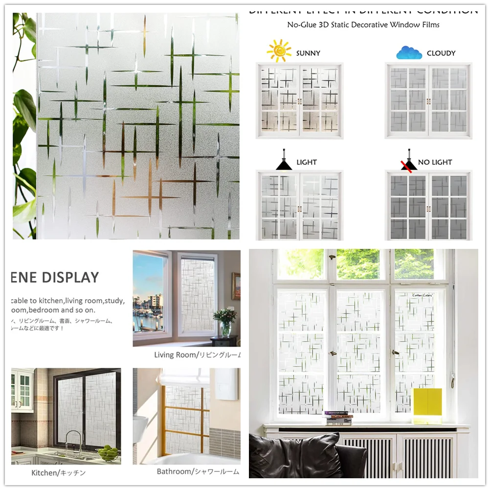 Матовая декоративная оконная пленка для конфиденциальности статическая липкая