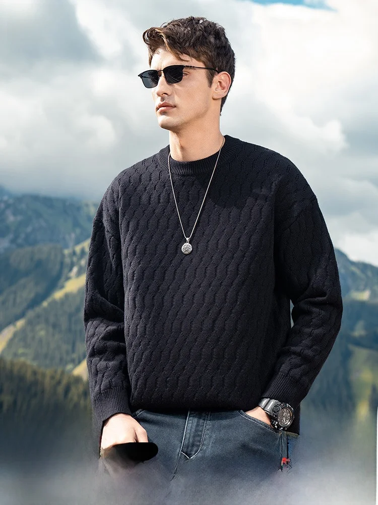 Injall Lun 2024 зимний мужской повседневный жаккардовый трикотаж модный однотонный