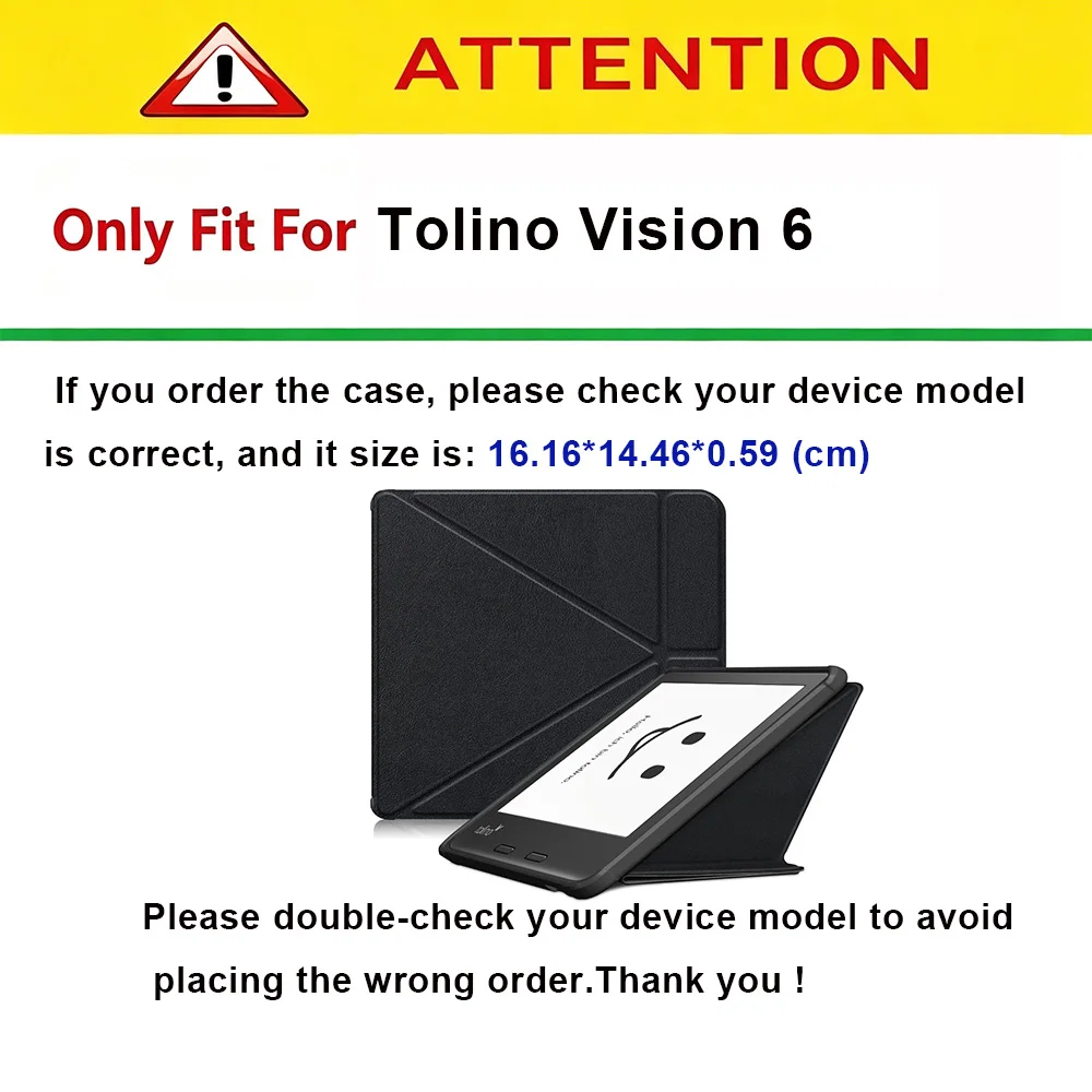 Фото Чехол-подставка для 7-дюймовой электронной книги Tolino Vision 6, тонкий, прочный, портативный кожаный защитный чехол с Y-образным складным механизмом и мягким корпусом из ТПУ №2