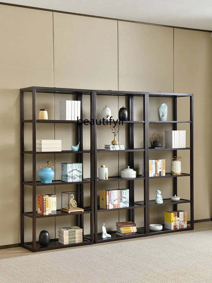 Стеллаж Bogu в китайском стиле с лампой павильонная полка Duobao из массива дерева