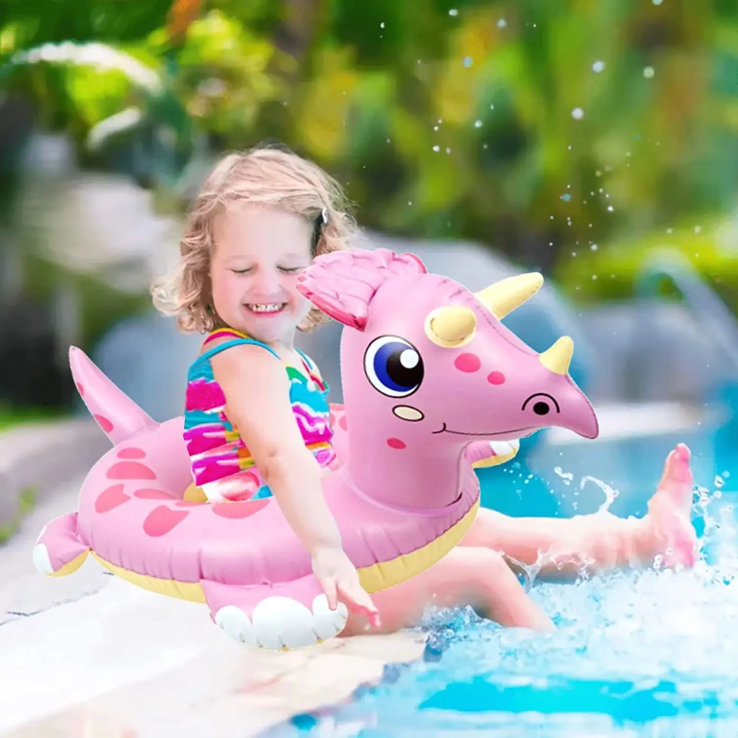

New baby seat ring Dinosaur children's swim ring inflatable seat ring thickened Makaron underarm ring pool floaties pool toys