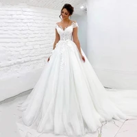 off the shoulder lace wedding dress ball gown 2022 boho v neck applique bridal dress 2022 illusion tulle button vestido de noiva
