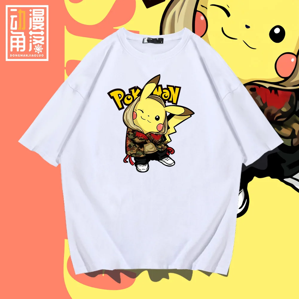 

Pokémon Cartoon Anime T-Shirt Men's Summer Loose Short Sleeve Clothes Couples Wear Streetwear Anime Clothes