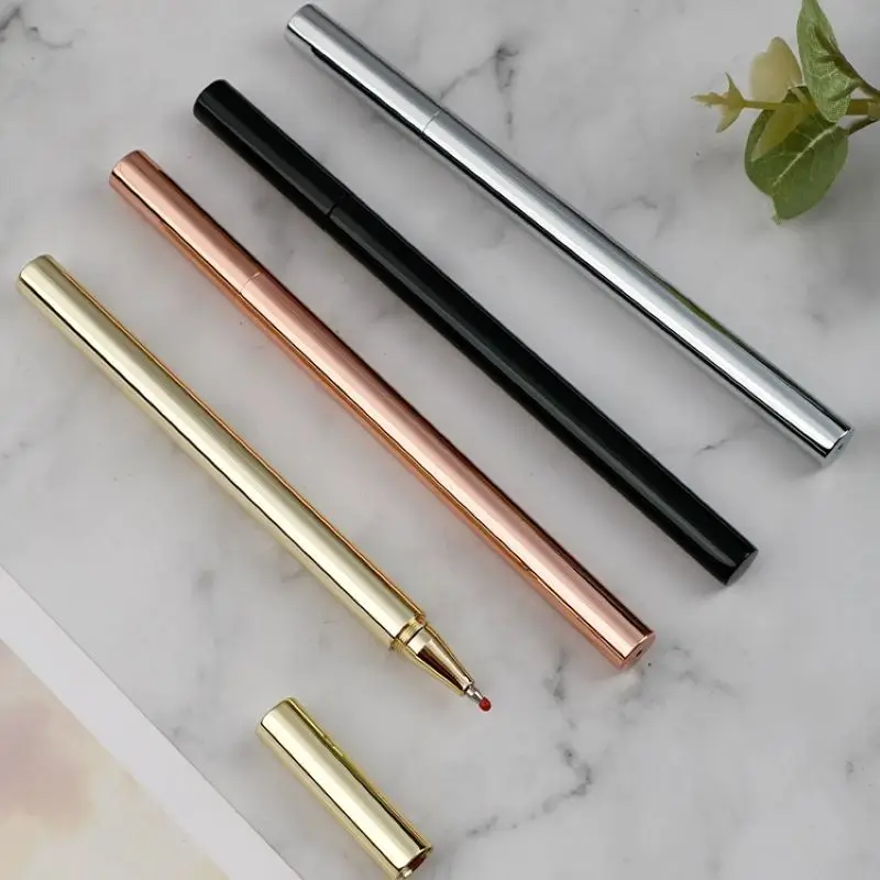 

4 Color Choice Black &Gold &Silver &Rose Gold Metal Pens With Metal Case Gift 0.5mm 4Pcs/Lot