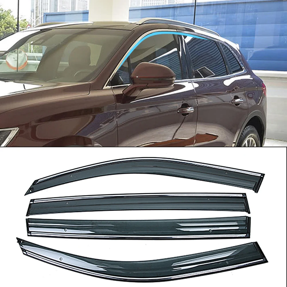 

For LINCOLN MKX 2015 2016 2017 2018 2019 Car Window Sun Rain Shade Visors Shield Shelter Protector Cover Trim Frame Sticker