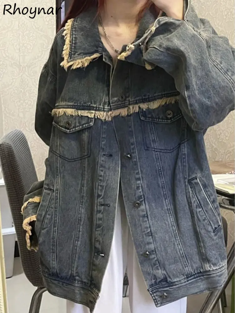 

Denim Jackets Women Coats Streetwear Baggy Hip Hop Y2K Clothes Hipsters American Stylish Mujer Chaqueta Unisex Designer Popular