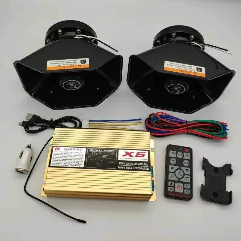 

12 В Беспроводная электронная сирена, громкая 400 Вт, автомобильная сигнализация, полицейская сирена, звуковой динамик с системой микрофона, пожарная сирена, динамик PA