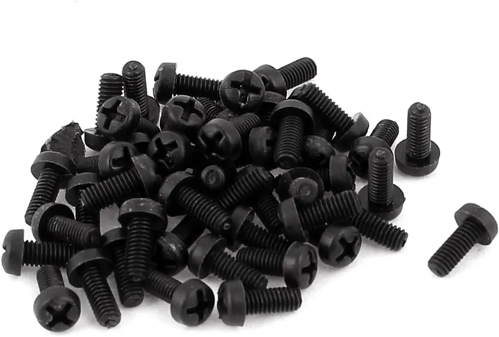 

Keszoox M2.5 x 6mm Nylon Phillips Cross Pan Head Machine Screws Black 50 PCS
