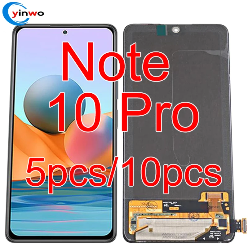 

5/10 шт. оригинальный AMOLED TFT дисплей сенсорный экран дигитайзер для Xiaomi Redmi Note 10 Pro 4G 5G M2101K6G LCD