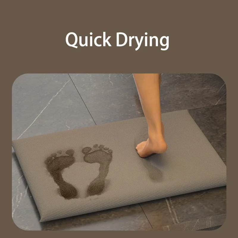 Мягкий удобный коврик для ванной комнаты с диатомовой землей впитывающий