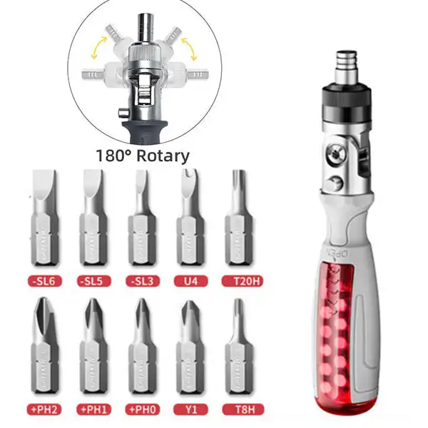 

10 in 1 Portable Multi-angle Ratchet Screwdriver Tool Set Multi-function Household Cross Shaped Screwdriver Batch