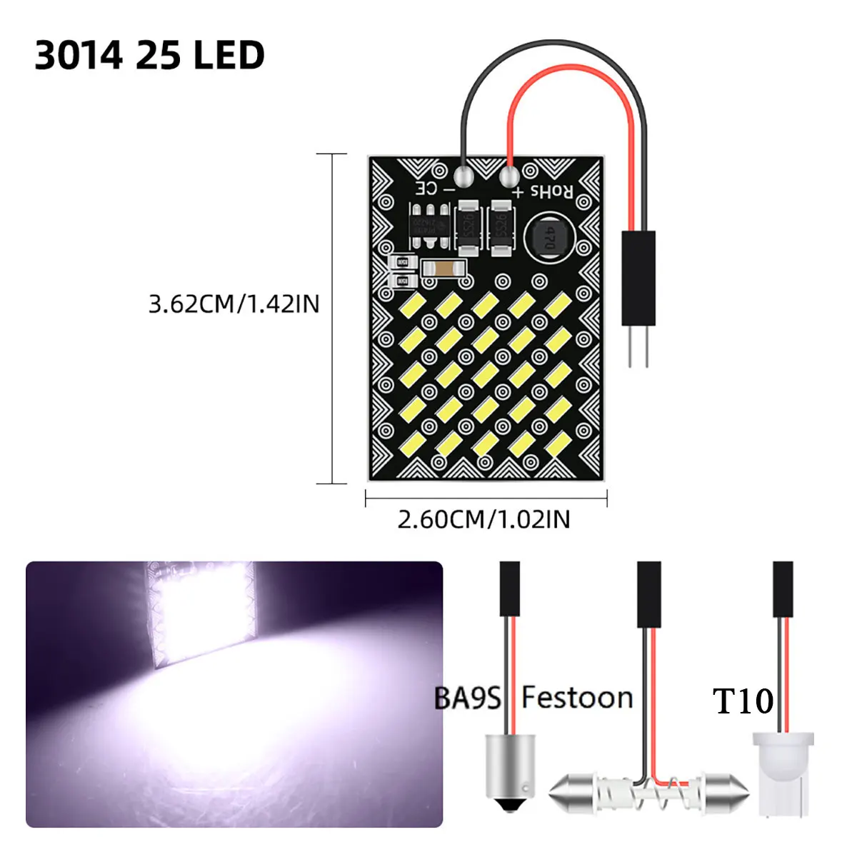 

Автомобильная Светодиодная Лампа Для Чтения, Универсальная Лампа Для Подсветки Номерного Знака BA9S T10 C5W, Белая, 12В