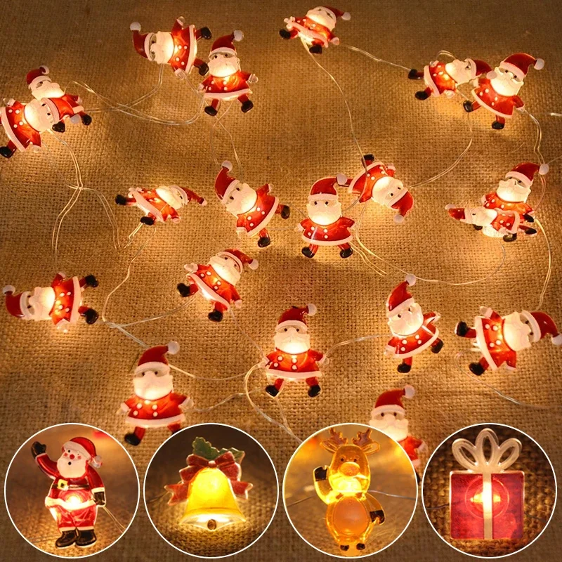 

2M 20LED Christmas Decoration Santa Claus Snowflake LED Light String For Home Xmas Tree Ornament 2022 Navidad Kids Gift New Year