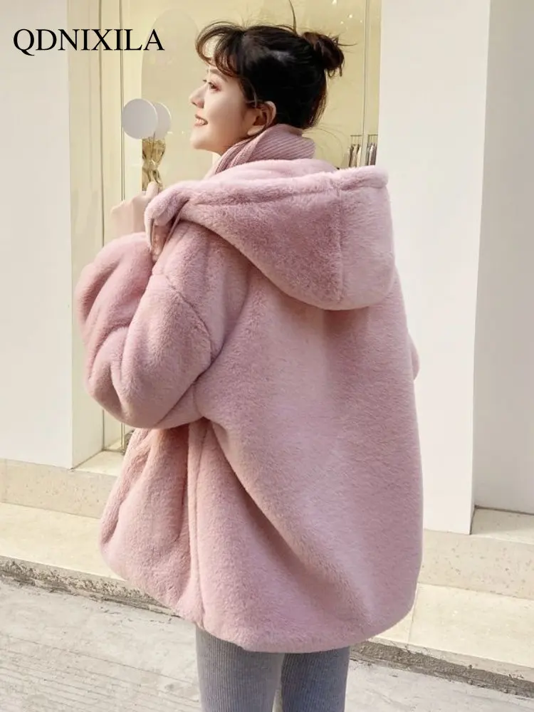 Winter Coat for Women Faux Fur Coat New Style Rabbit Like Fur Short Style Young Fashion Thickened Wool Coat Women Winter Jacket