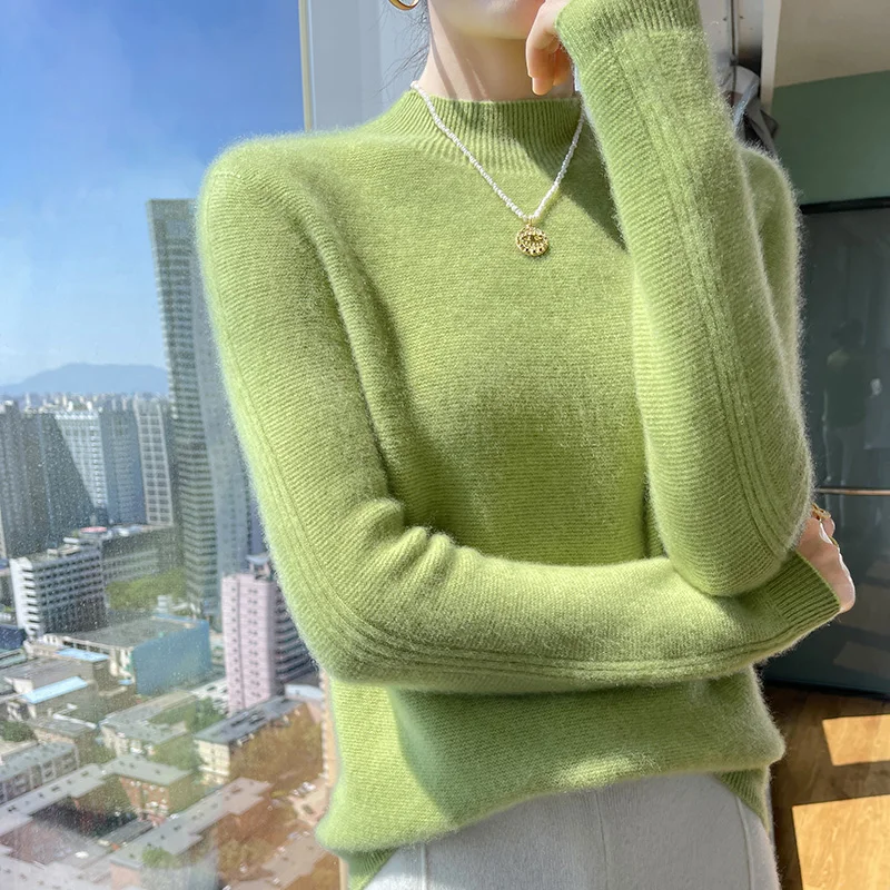 Свитер из чистой шерсти свитер с полувысоким воротом Женский пуловер