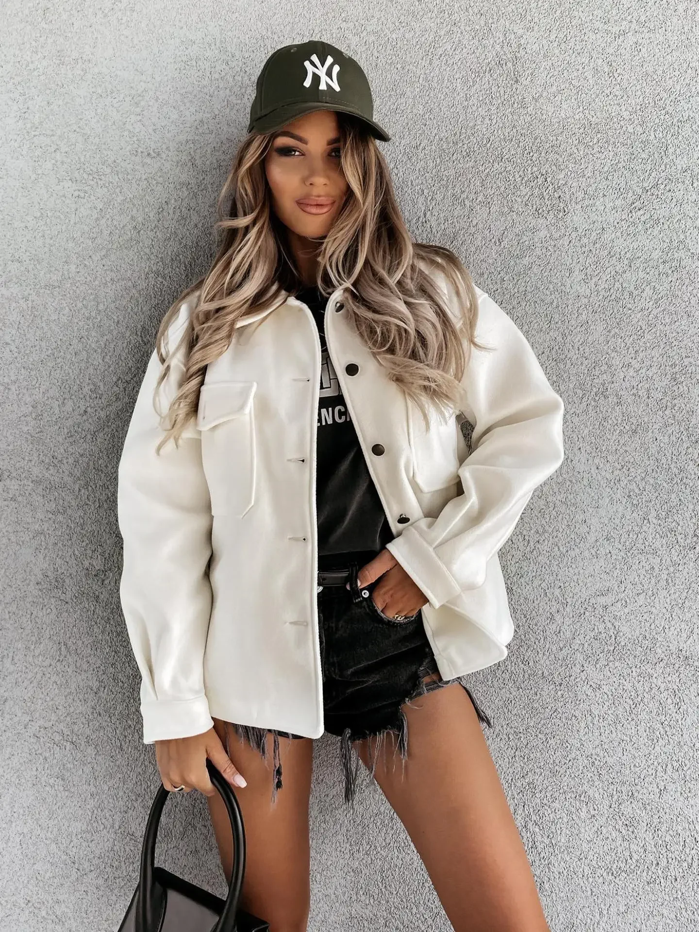 Amazon 2021 женская модная однобортная повседневная шерстяная куртка с лацканами на