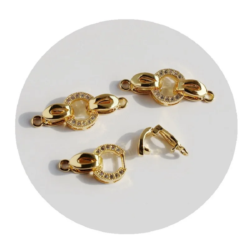 

Круглый медный Соединитель с цирконием, застежка золотого цвета для браслетов, ожерелий, ювелирных изделий «сделай сам», 1 шт.