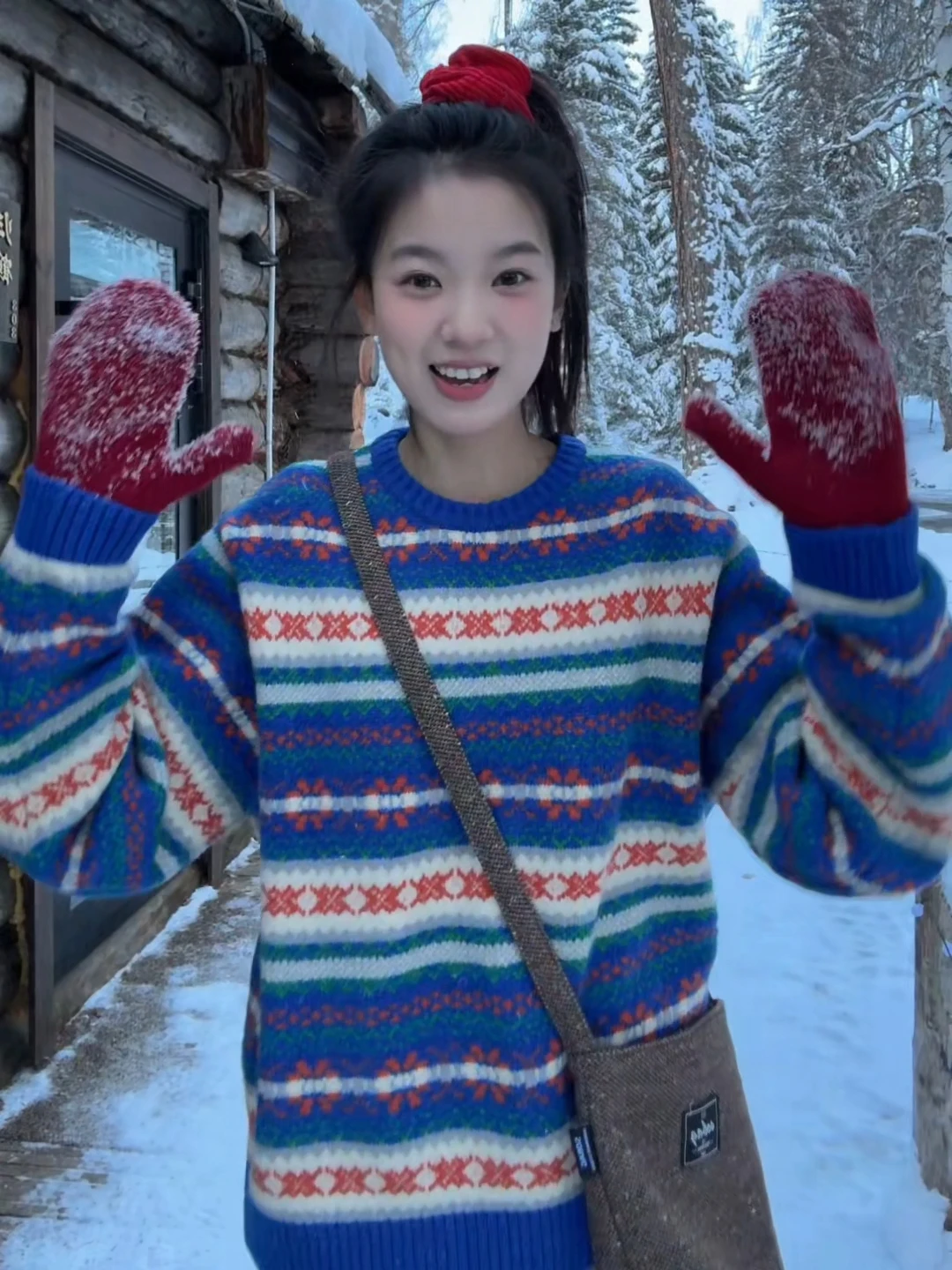 Idle Sle Fairisland Jacquard Christmas Round neck sweater Women Autumn and Winter Atmosphere Soft Glutinous Thickened Strip... |