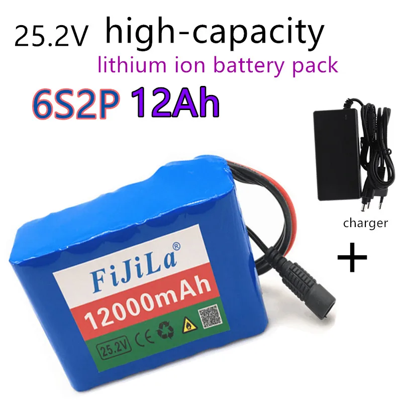 

Paquete de batería de iones de litio 6s2p24v12.0ah18650, 25,2 V 12000mah, para bicicleta eléctrica, arrastre, BMS + cargador