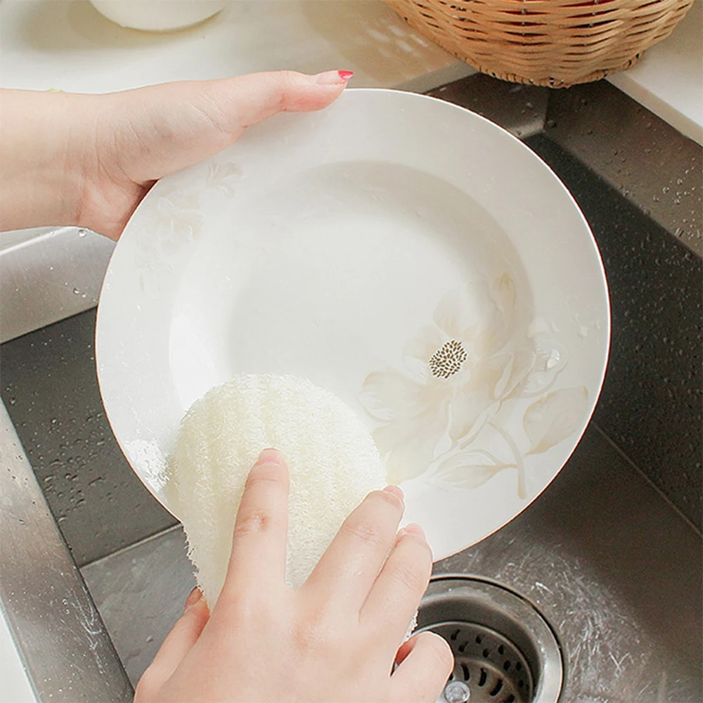 

5Pcs Natural Luffa Dish Washing Cloth Sponge Loofah Scrub Pad Dish Pot Easy To Clean Scrubber Sponge Kitchen Clean Brushes Pad
