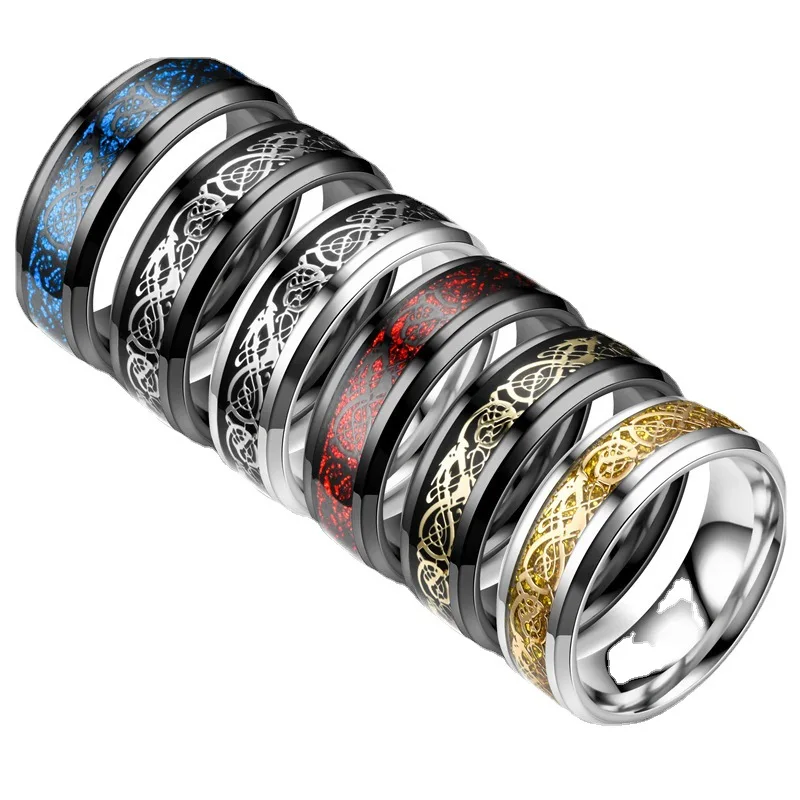 

Ethnic Style Titanium Steel Dragon Pattern Ring Stainless Steel Fashion Men's Ring Gift Jewelry Wholesale