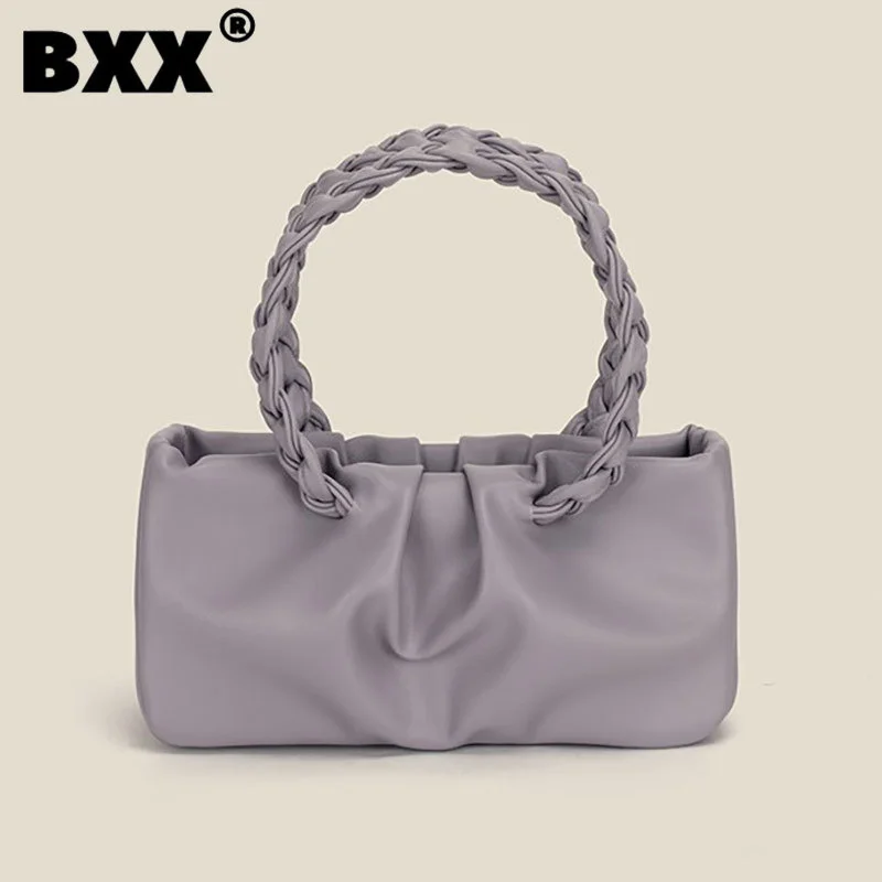 

[BXX] Large Capacity Solid Color PU Leather Women's Handbags 2022 New Fashion Trend Female Shopping Travel Underarm Bags GF3604