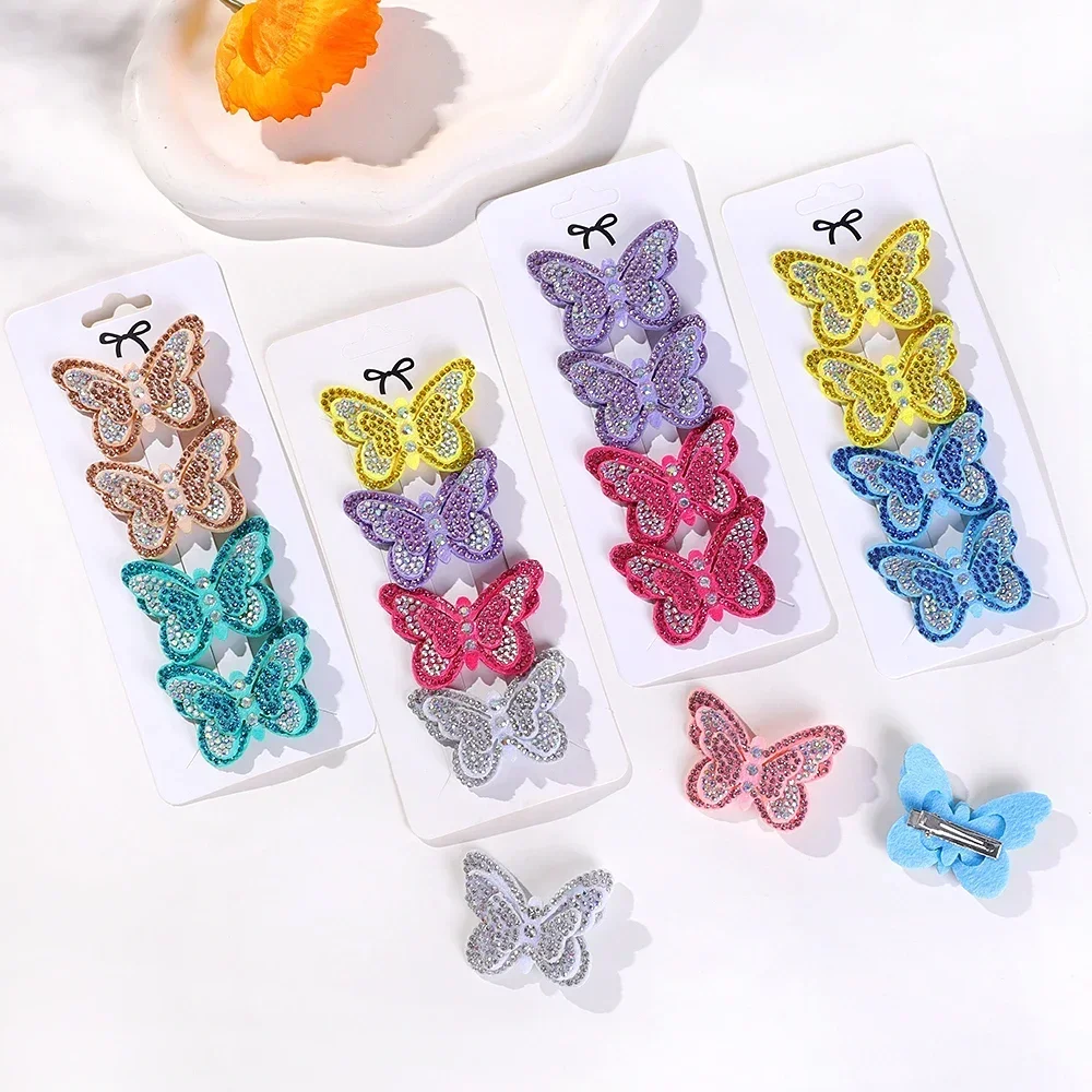4Pcs/set Boutique Butterfly Hair Clip for Children Lovely Headwear Hairgripes Kids Hairpins Girls Barrette Head Ornaments Gift