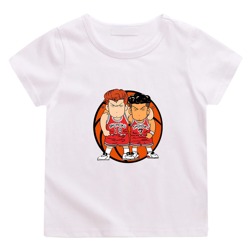 

Лидер продаж, футболки с японским аниме Slam Dunk, милая футболка в стиле Харадзюку С мангой, комикс, 100% хлопок, футболка для мальчиков и девочек, футболка с графическим принтом