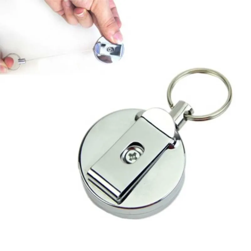 

Retractable Metal Card Badge Holder Steel Recoil Pull Belt Clip Silver